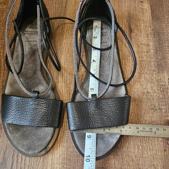 Brunello Cucinelli Monili Leather Ankle-Wrap Flat Gladiator Sandals,EU38.5/US7.5 - Picture 10 of 10